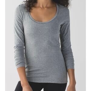 Lululemon Athletica Anahatasana Long Sleeve Tee Heathered Medium Grey M 8 10